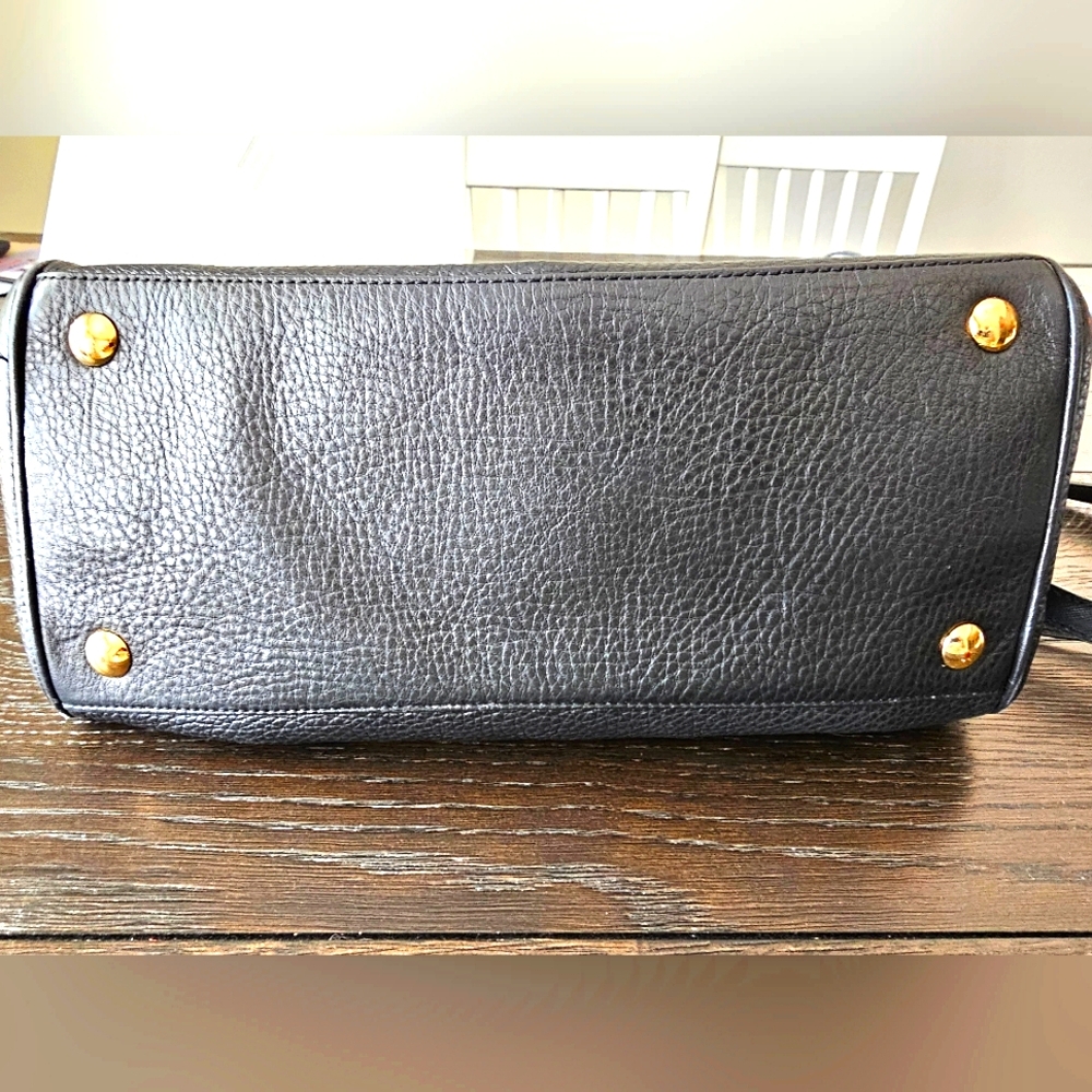 Coach Black Pebbled Leather Shoulder Bag with Gold Accents - Picture 6 of 7